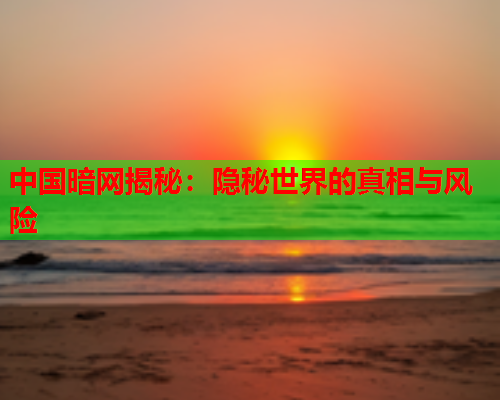 中国暗网揭秘：隐秘世界的真相与风险