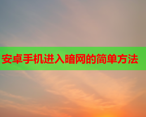 安卓手机进入暗网的简单方法