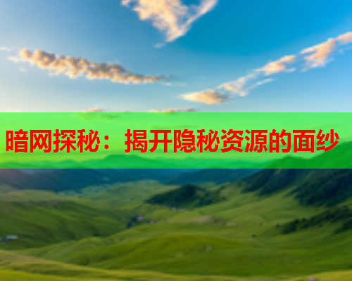 暗网探秘：揭开隐秘资源的面纱