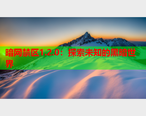 暗网禁区1.2.0：探索未知的黑暗世界