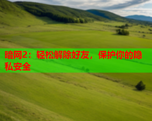暗网2：轻松解除好友，保护你的隐私安全