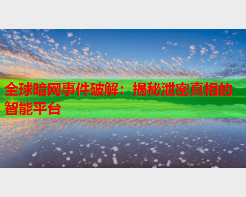 全球暗网事件破解：揭秘泄密真相的智能平台