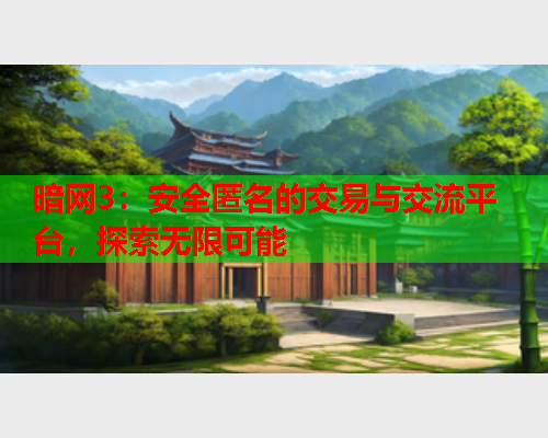 暗网3：安全匿名的交易与交流平台，探索无限可能